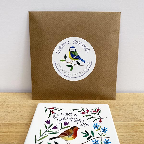 Hannah Dunnett I trust in your unfailing love coaster with envelope