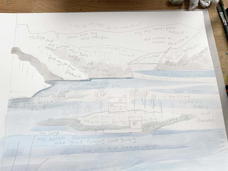 Hannah Dunnett House on an island design sketch