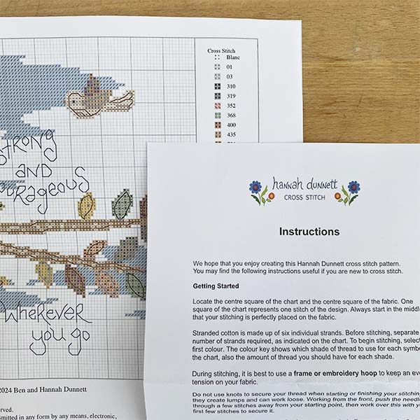 Hannah Dunnett Do Not Be Afraid Cross Stitch Kit instructions