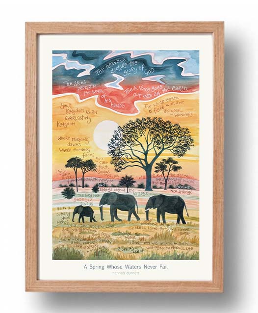 Hannah Dunnett A Spring Whose Waters Never Fail A3 Poster oak frame