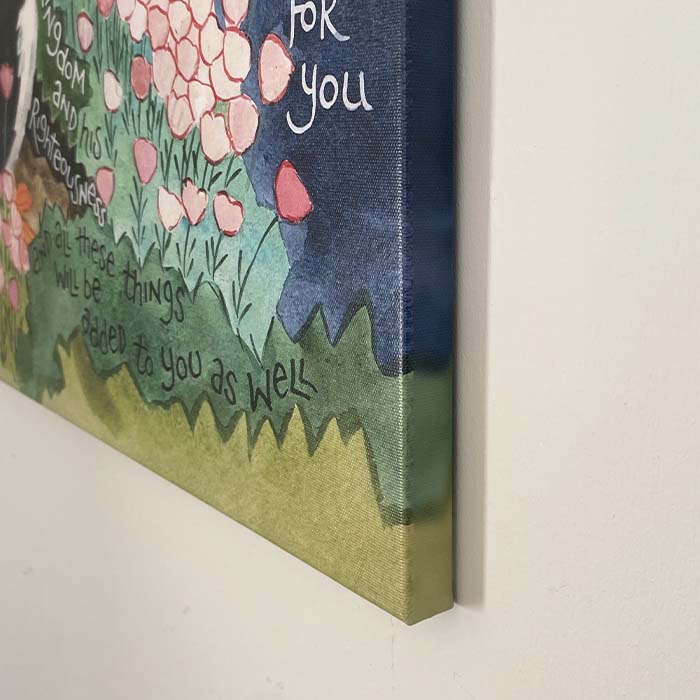 Hannah Dunnett Cast Your Cares Canvas Art Print closeup mirrored blur edge image