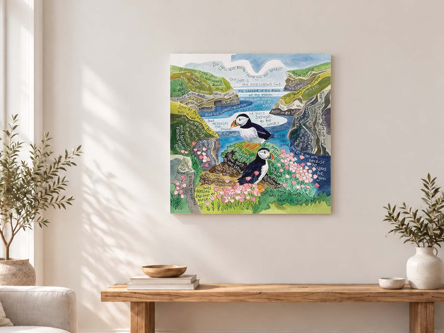 Hannah Dunnett Cast Your Cares Canvas Art Print on wall